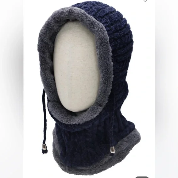 Chenille & Fleece Faux Fur Balaclava Hat Scarf - Picture 7 of 8